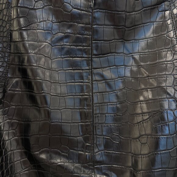 J. Crew Womens Pencil skirt in Croc-embossed Faux Leather Black - Picture 7 of 14